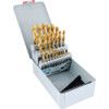 Jobber Drill Set, 1mm to 13mm x 0.5mm,  Standard Length, Metric, High Speed Steel, TiN-Tipped, Set of 25 thumbnail-0