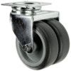 Light Duty, Twin Castor, 75mm, Unbraked, Swivel, Top Plate, Rubber, Grey thumbnail-0