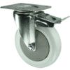 Light Duty/Medium Duty, Castor, 100mm, Braked, Swivel, Top Plate, Nylon, Grey thumbnail-0