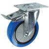 Light Duty/Medium Duty, Castor, 75mm, Braked, Swivel, Top Plate, Rubber, Blue thumbnail-0