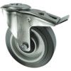 Medium Duty, Castor, 125mm, Braked, Swivel, Bolt Hole, Rubber, Grey thumbnail-0