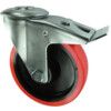 Medium Duty, Castor, 80mm, Braked, Swivel, Bolt Hole, Polyurethane, Red thumbnail-0