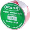 Adhesive, Hazard Tape, PVC, Red/White, 50mm x 33m thumbnail-1