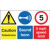 Pedestrians Vinyl Caution Sign 500mm x 300mm thumbnail-0