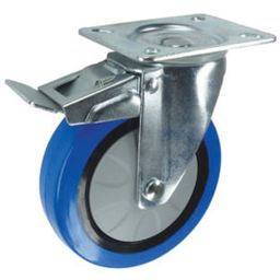 Light/Medium Duty Pressed Steel Castors, Rubber Tyred Wheel with Nylon Centre, Ball Bearing thumbnail-3