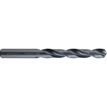 Jobber Drill, 16mm, Normal Helix, High Speed Steel, Black Oxide