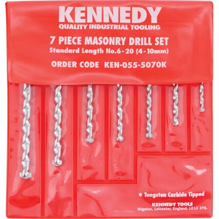 Masonry Drill Bit Set, 4-10mm, Straight, 7 Pack