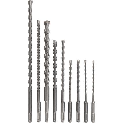 Masonry Drill Bit Set, 5-16mm, 160-316mm, SDS, 9 Pack