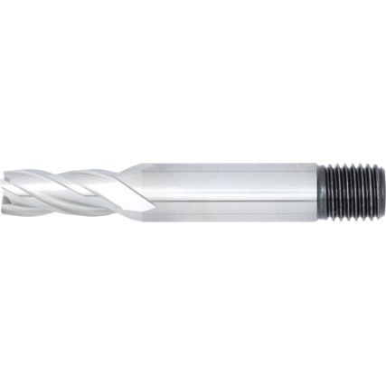 E410T, End Mill, Short, 8mm, Threaded Shank , 4fl, High Speed Steel, Bright