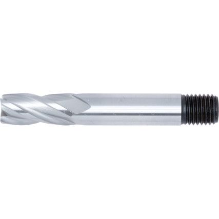 E410T, End Mill, Short, 10mm, Threaded Shank , 4fl, High Speed Steel, Bright