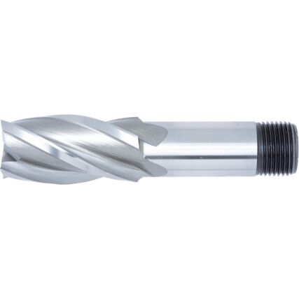 E411T, End Mill, Regular, Threaded Shank, 20mm, Cobalt High Speed Steel, Bright