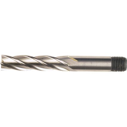 E431T, End Mill, Long, Threaded Shank, 6mm, Cobalt High Speed Steel, Bright