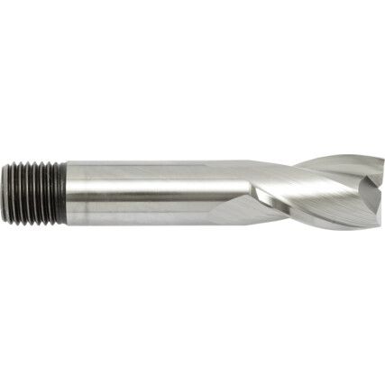 Short Slot Drill, 14mm, 2fl, Threaded Shank, High Speed Steel, Bright