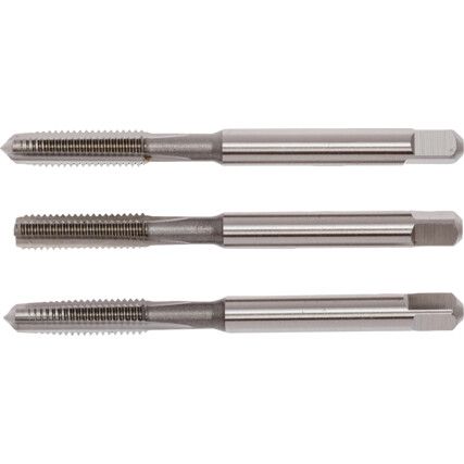 Hand Tap Set , M5 x 0.8mm, Metric Coarse, High Speed Steel, Bright, Set of 3