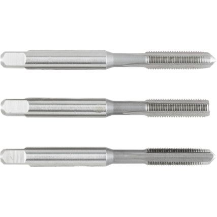 Hand Tap Set , M6 x 0.75mm, Metric Fine, High Speed Steel, Bright, Set of 3