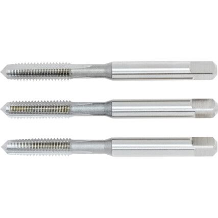 Hand Tap Set , M6 x 1mm, Metric Coarse, High Speed Steel, Bright, Set of 3