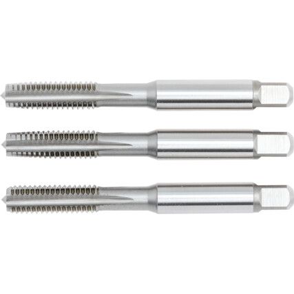 Hand Tap Set , M8 x 1.25, Metric Coarse, High Speed Steel, Bright, Set of 3