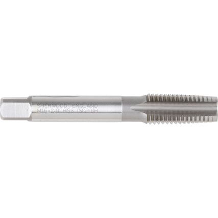 Taper Tap, M16 x 2mm, Straight Flute, Metric Coarse, High Speed Steel, Bright