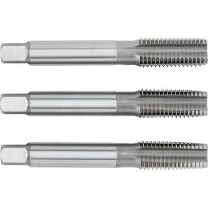 Hand Tap Set , M16 x 2mm, Metric Coarse, High Speed Steel, Bright, Set of 3