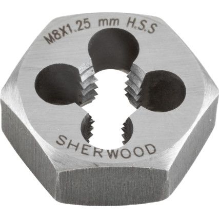 Die Nut, M8 x 1.25 x 1.25, Metric Coarse, High Speed Steel, Right Hand