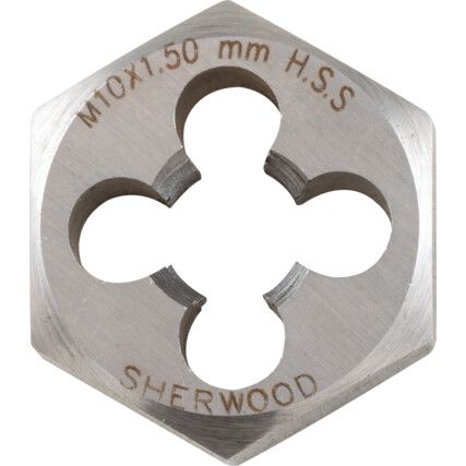 Die Nut, M10 x 1.5 x 1.50, Metric Coarse, High Speed Steel, Right Hand