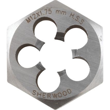 Die Nut, M12 x 1.75 x 1.75, Metric Coarse, High Speed Steel, Right Hand