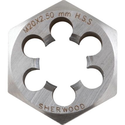 Die Nut, M20 x 2.5 x 2.50, Metric Coarse, High Speed Steel, Right Hand