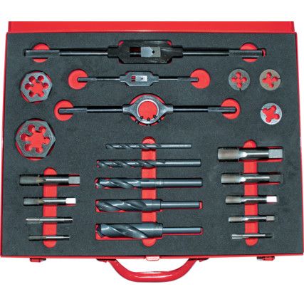 Tap, Die & Drill Set, 1/8in. - 3/4in., BSPF, Set of 22