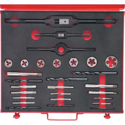 Tap, Die & Drill Set, 3/16-3/4in. BSF, BSF, Set of 28