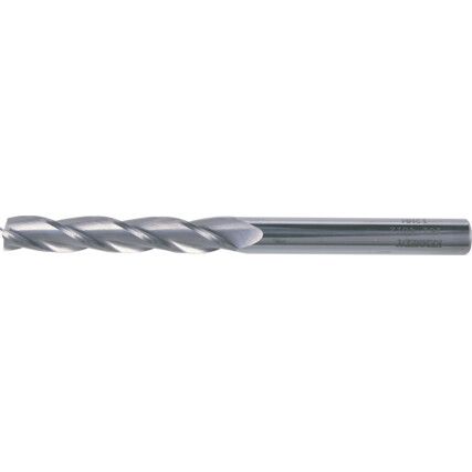 End Mill, Long, 12mm, Plain Round Shank, 3fl, Carbide, Uncoated