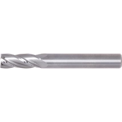 End Mill, Regular, Plain Round Shank, 8mm, Bright, Carbide, 4fl