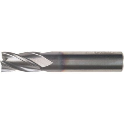 50, End Mill, Short, Plain Round Shank, 12mm, Carbide, TiCN