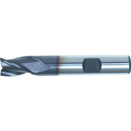 5, Short Series, Slot Drill, 2mm, 3 fl, Weldon Flat, Cobalt High Speed Steel, TiAlN