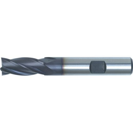 09, End Mill, Regular, Weldon Flat Shank, 5mm, Cobalt High Speed Steel, TiAlN