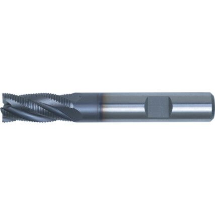 25, Roughing End Mill, 20mm, Weldon Flat Shank, 4fl, Cobalt High Speed Steel, TiCN, M42