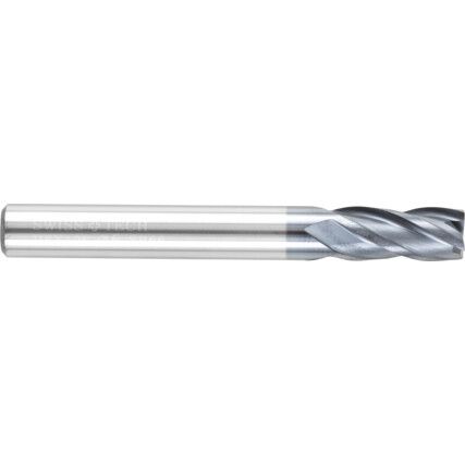 66, End Mill, Short, Plain Round Shank, 6mm, Carbide, AlTiN