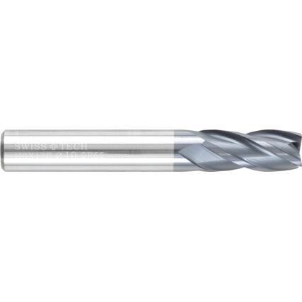 66, End Mill, Short, Plain Round Shank, 10mm, Carbide, AlTiN