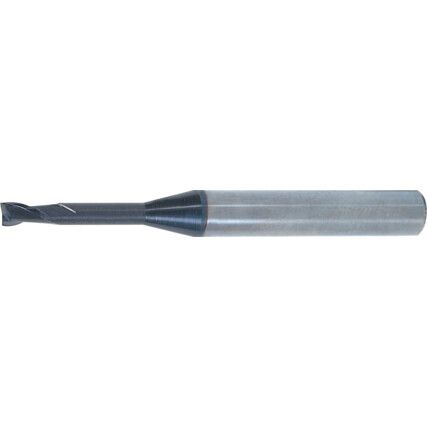 Long Slot Drill, 1mm, 2fl, Plain Round Shank, Carbide, AlTiN