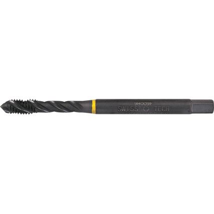 Machine Tap, M4 x 0.7mm, Metric Coarse, Spiral Flute, Vanadium High Speed Steel, Steam Tempered, Yellow