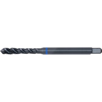 Machine Tap, M4 x 0.7mm, Metric Coarse, Spiral Flute, Vanadium High Speed Steel, Steam Tempered, Blue