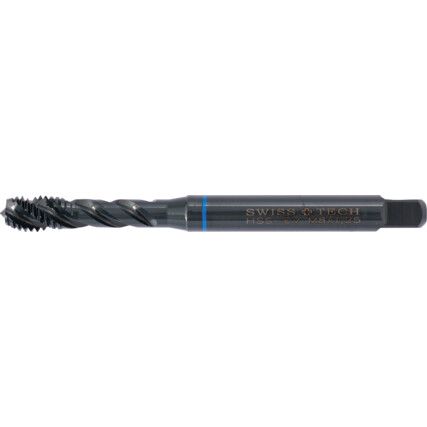 Machine Tap, M8 x 1.25mm, Metric Coarse, Spiral Flute, Vanadium High Speed Steel, Steam Tempered, Blue