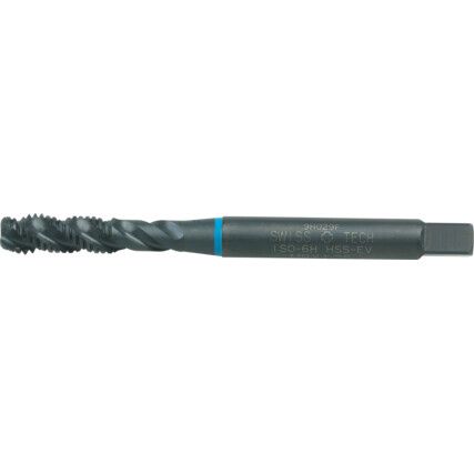 Machine Tap, M8 x 1.25mm, Metric Coarse, Spiral Flute, Vanadium High Speed Steel, Steam Tempered, Blue