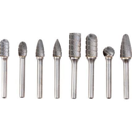 Industrial Carbide Burr Set, Cut 9, 6mm Shank Diameter