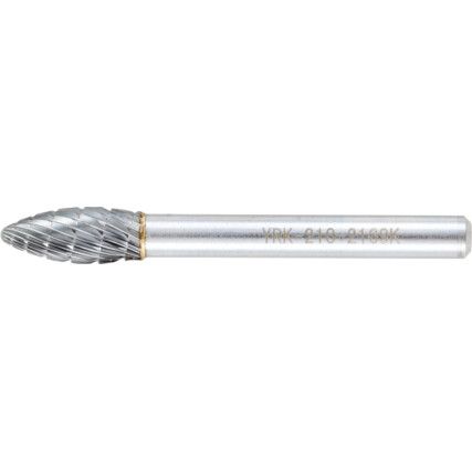 Carbide Burr, Uncoated, Cut 6 - Double Cut, 8mm, Flame