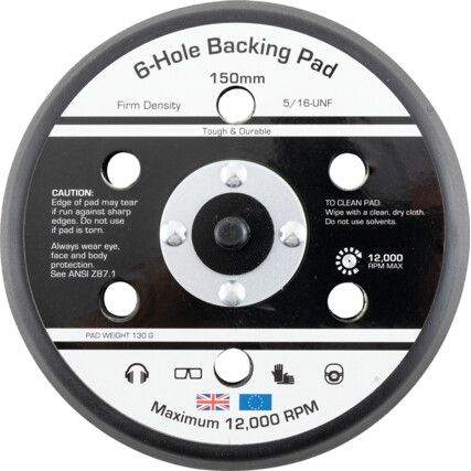 17420, Backing Pad, 150mm, Hook & Loop, 6 Hole