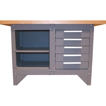 5-DRAWER CABINET & SHELVED WORKBENCH