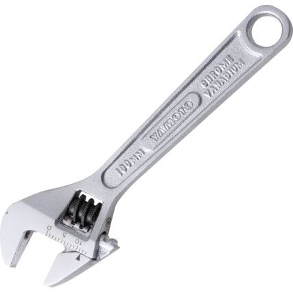 Adjustable Spanner, Chrome Vanadium Steel, 4in./100mm Length, 15mm Jaw Capacity