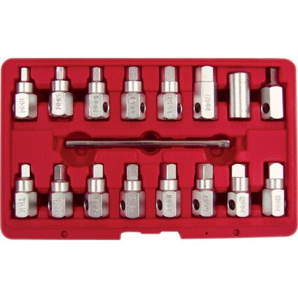 OIL DRAIN PLUG KEY SET 3/8" SQ. DR. (17-PCE)