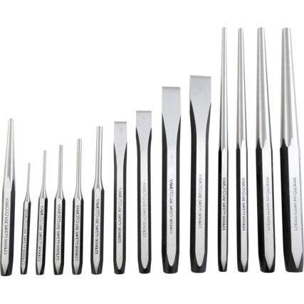 Chisel & Punch Set, Chrome Vanadium Steel, 14 Piece