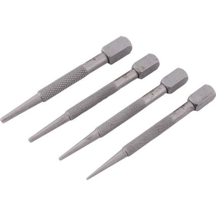 Steel, Punch Set, Point 1.6mm/2.4mm/3.2mm/4mm, 100mm